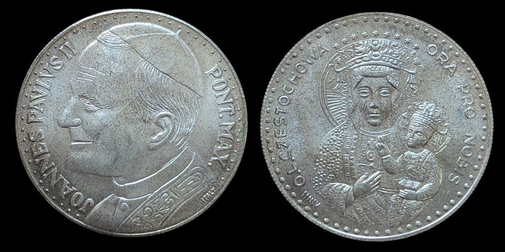 Pope John Paul II/Madonna & Child 35MM Round  AU w/Toning