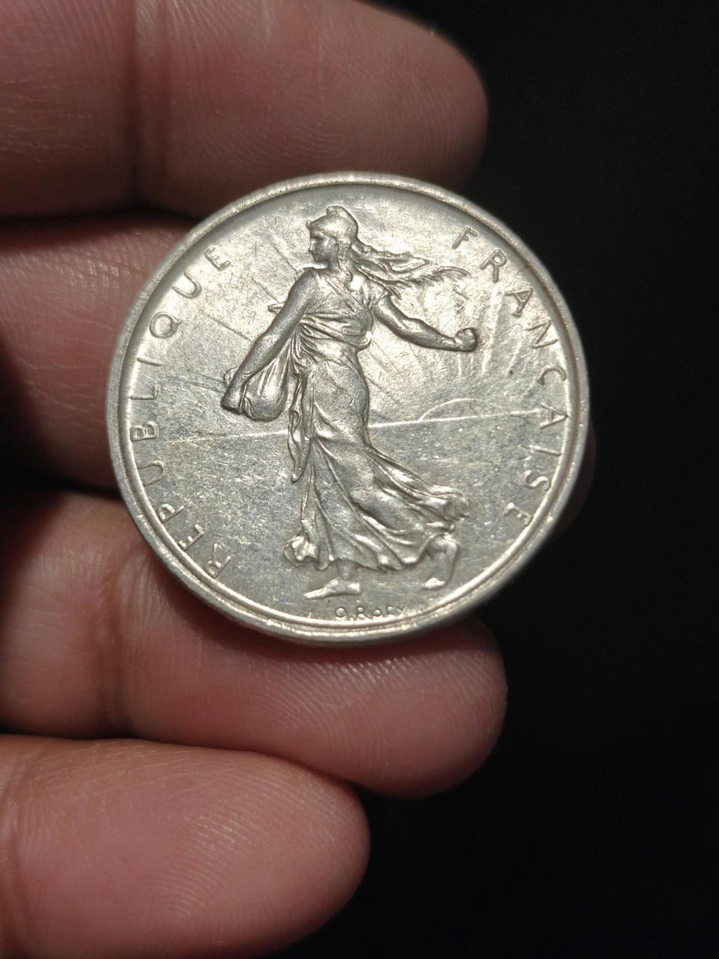 1966 FRANCE Grande Pièce de 5 Francs en Argent avec La Semeuse FEMME19#