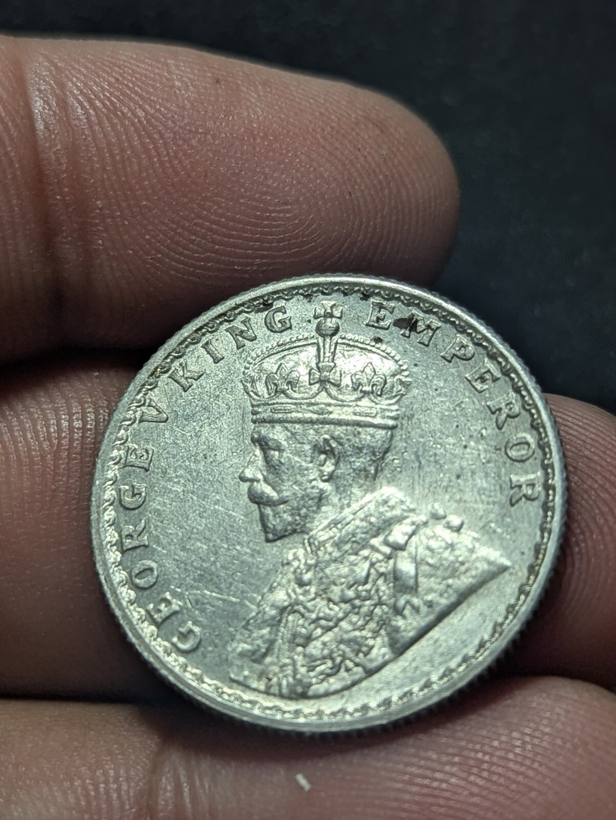1918 British India Half 1/2 Rupee Silver Coin George V King Emperor KM# 522