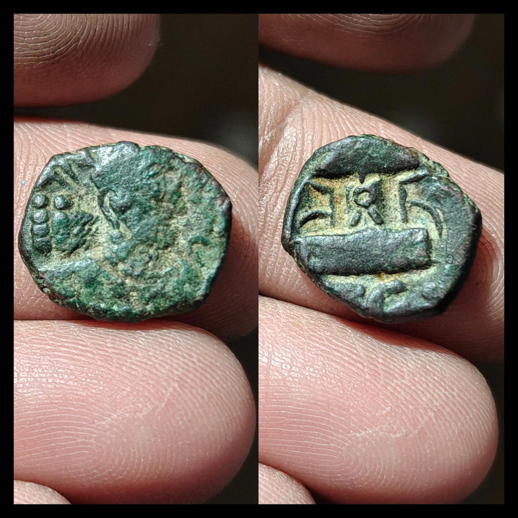 KUSHANO SASANIAN. AE UNIT. HORMIZD I KUSHANSHAH, 265-295 AD. FIRE ALTAR REVERSE#