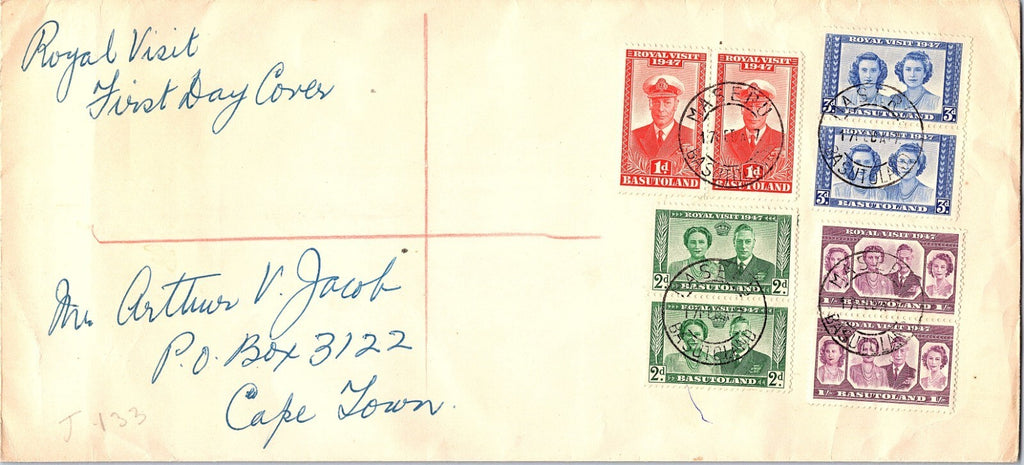 1947 Basutoland Royal Visit First Day Cover FDC - Full Set - Unaddressed - Rare