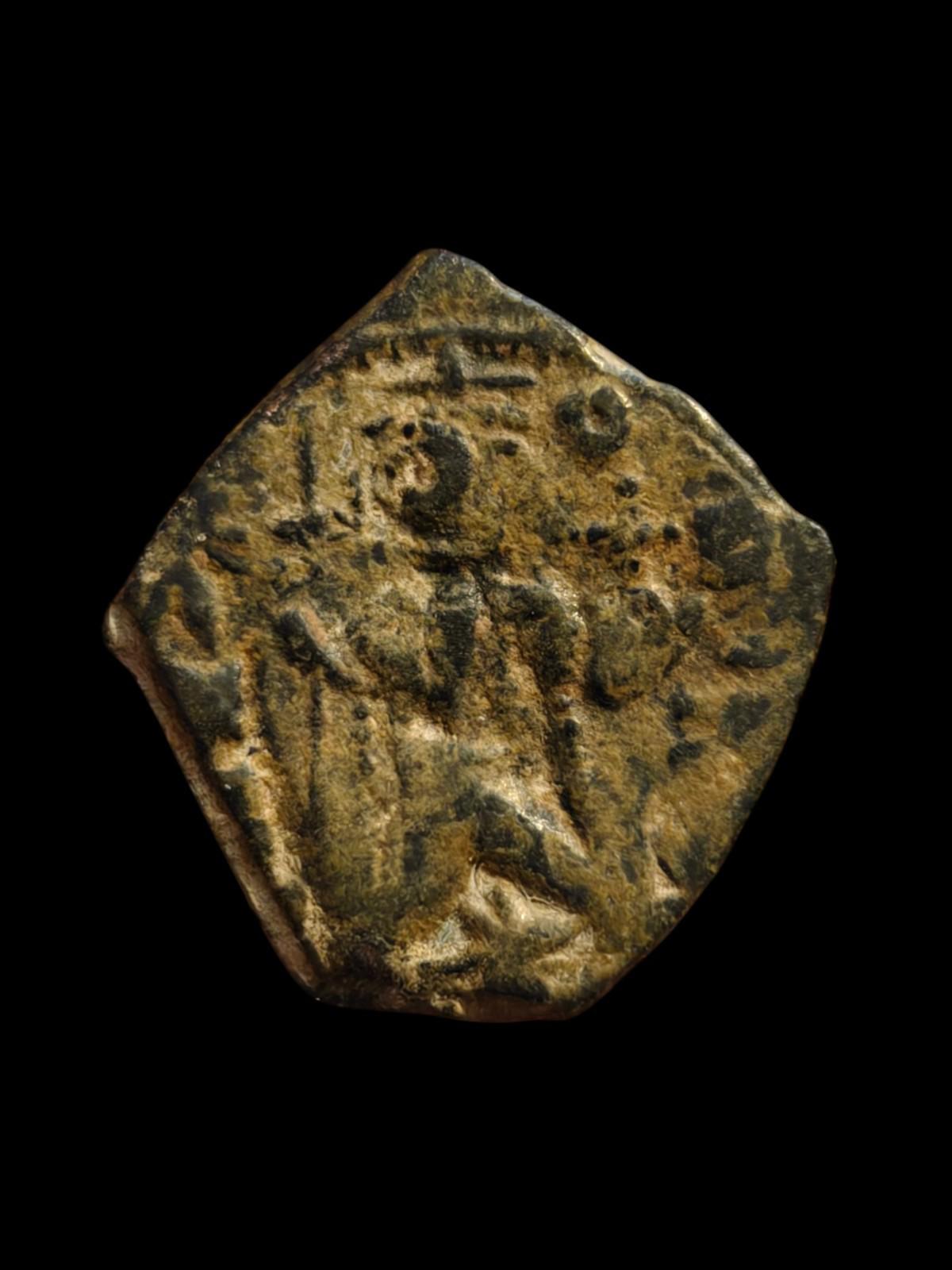 Arab Byzantine Umayyad 2 Standing Caliphate With M C/m Star Of Jerusalem Rare