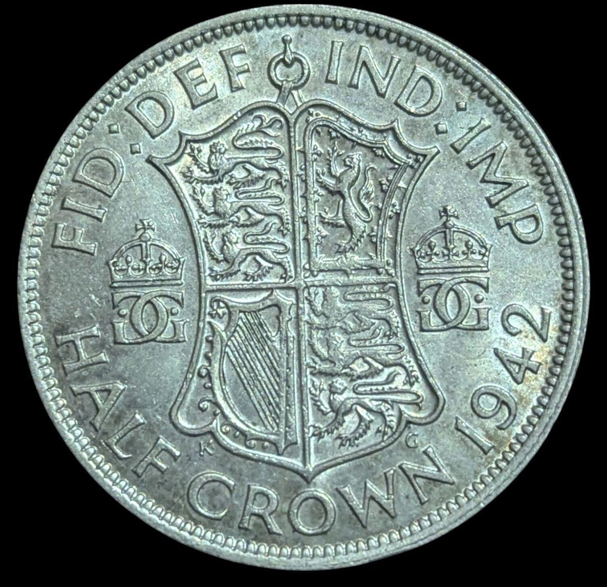 Grande-Bretagne, pièce de demi-couronne en argent 1942