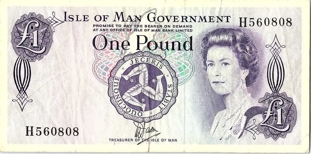 ISLE OF MAN ND(1979) 1 POUND DAWSON SIGNATURE Circulated