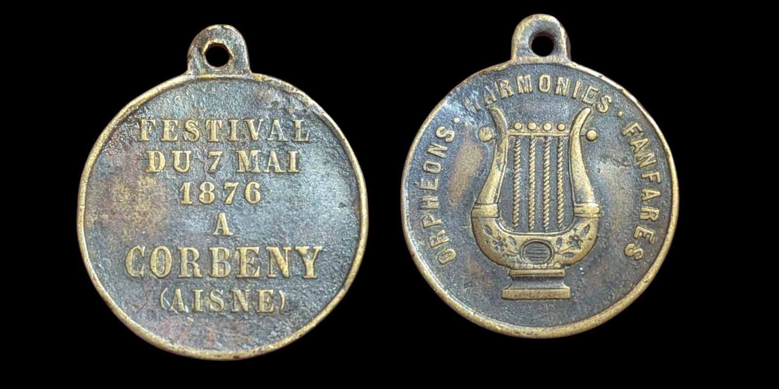 1876 CONCOURS MUSICAL FRANÇAIS Festival DU 7 Mai Corbeny Médaille