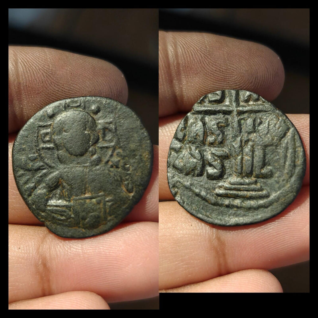 Monnaie de Terre Sainte, follis byzantin de Romain III à l'effigie du Christ, vers 1028 apr. J.-C.&