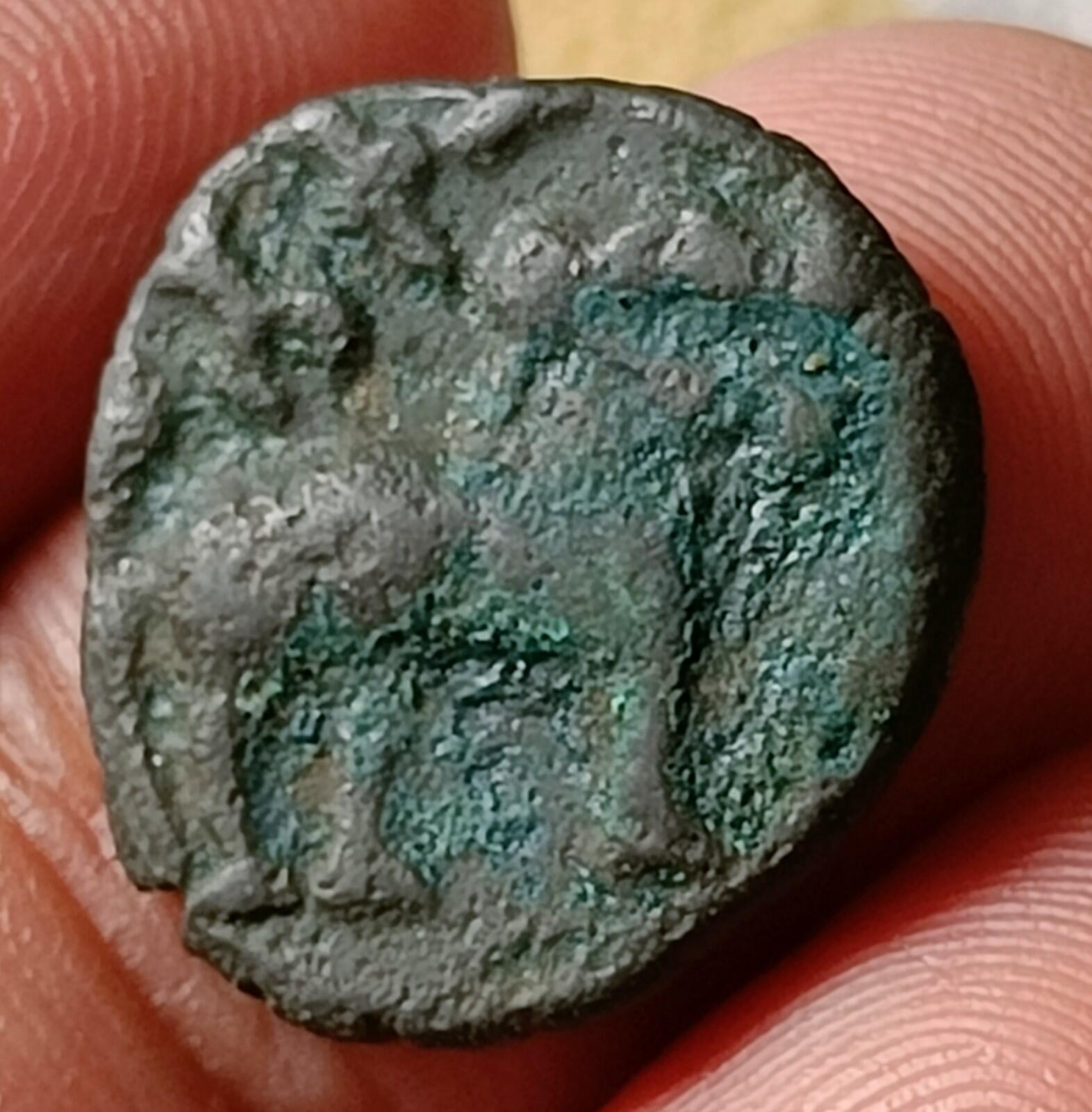 #Rownak#V67#Ancient India Satavahana Satakarni Elephant potin coin 1 Karashapana