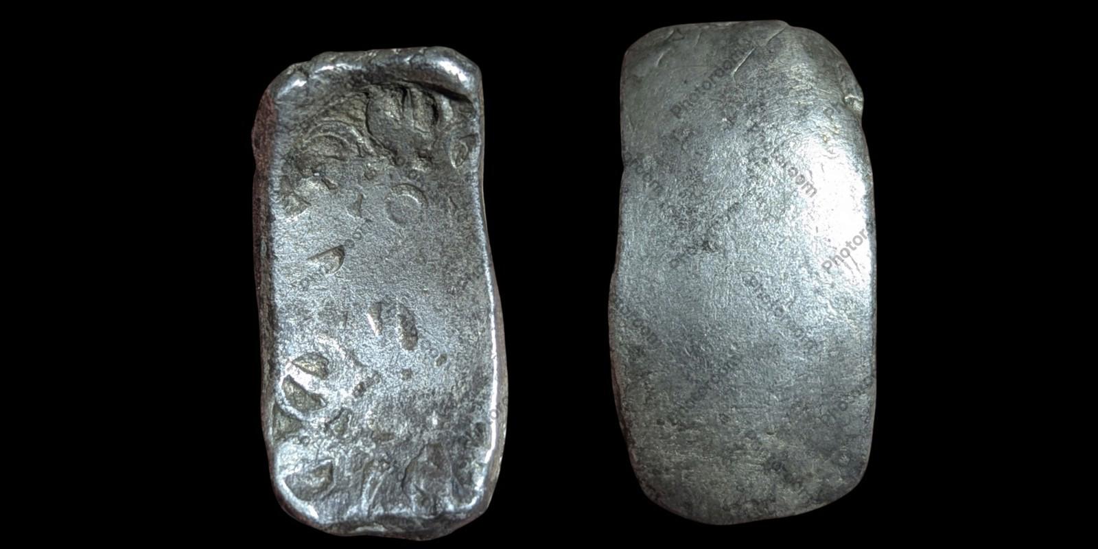 ⭐INDIA⭐. Ancient GANDHARA JANAPADA Authentic OLD 600 B.C Silver Coin Bent Bar.