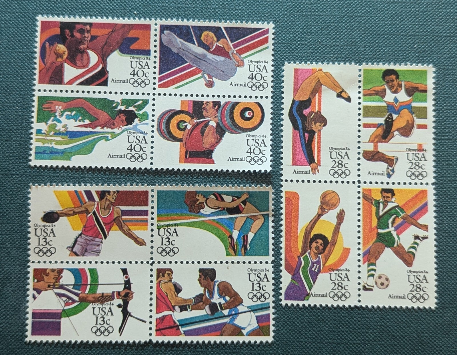 US, #C101-112 Air Mail, 1984   LA Olympics in B4, MNH 3 MNH Lot