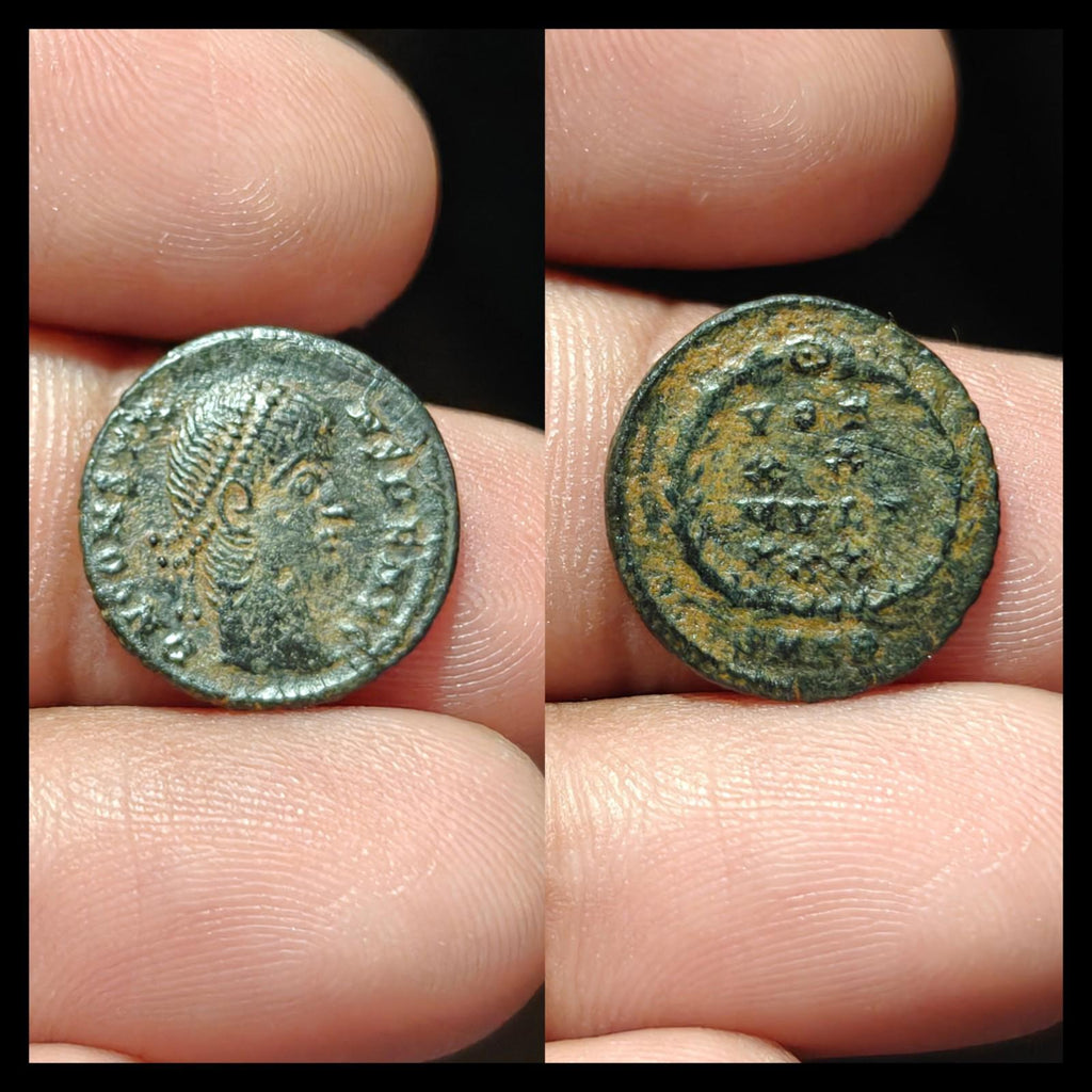 Ancient Roman Empire Coin CONSTANTIUS II Wreath VOT XX MVLT XXX
