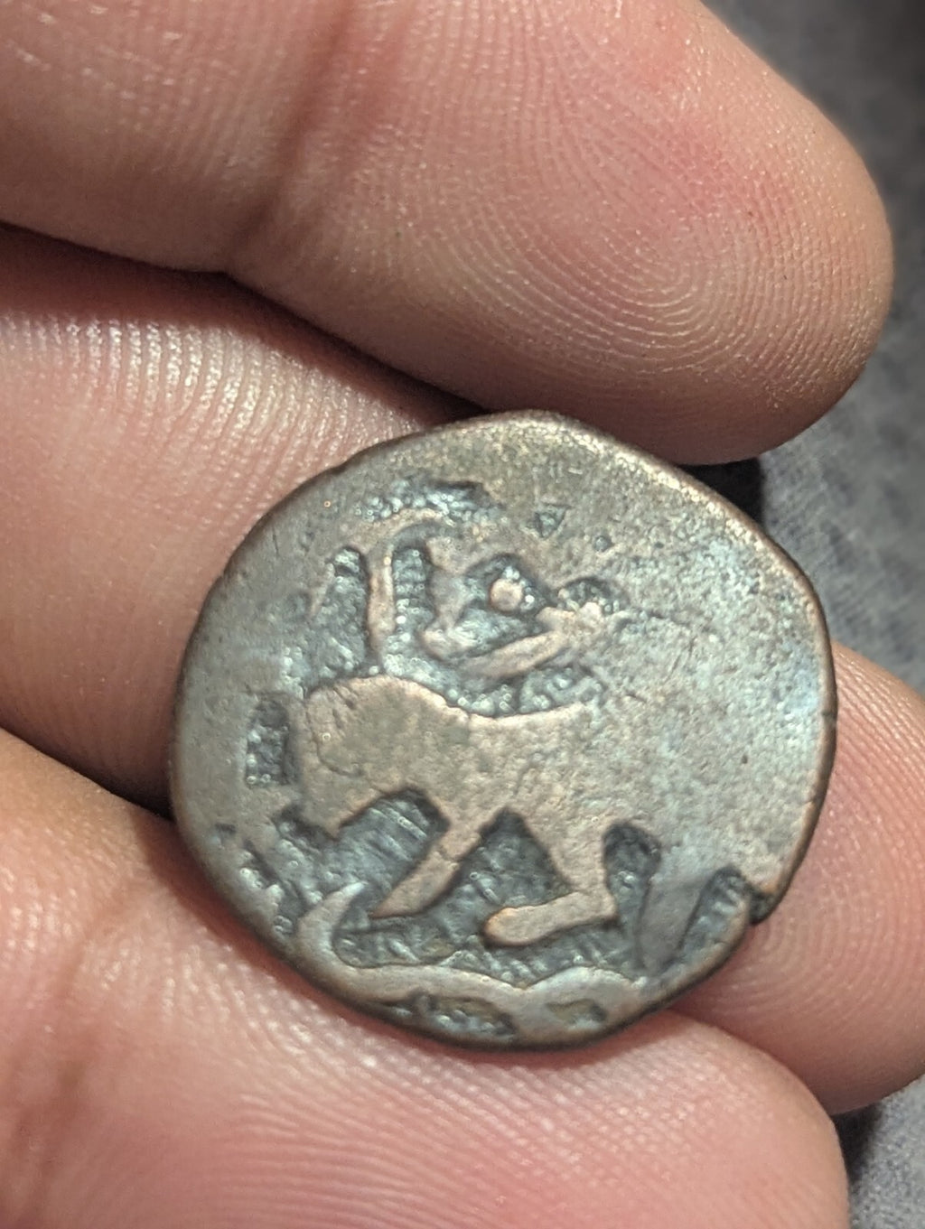 Afghan Copper Falus Herat Mint 1047 Islamic Civic Rare Copper Coin Lion