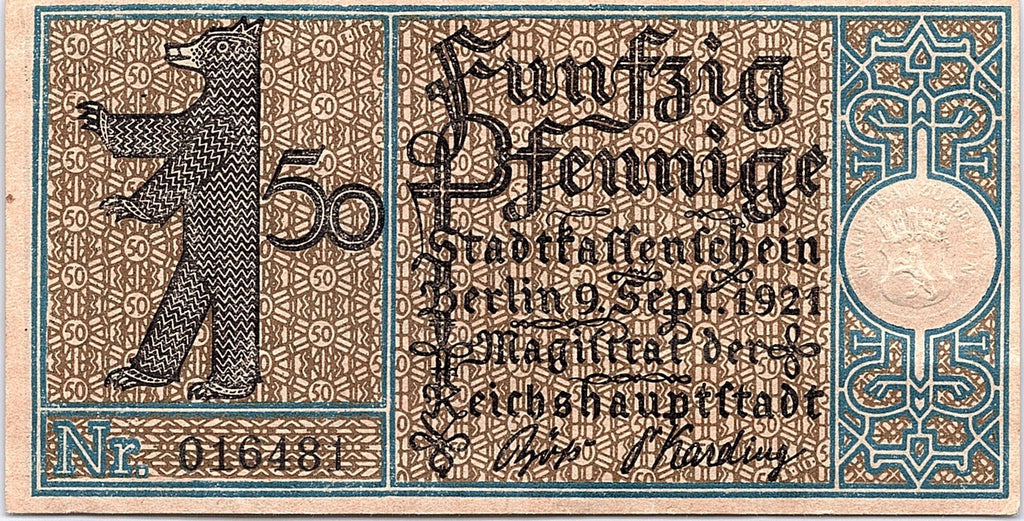Notgeld Berlin (Germany) 50 Pfennig 1921 WWI