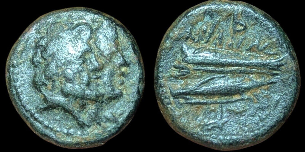 PHOENICIA, ARADOS. AE 16, 136-51 BC ZEUS AND HERA/ GALLEY