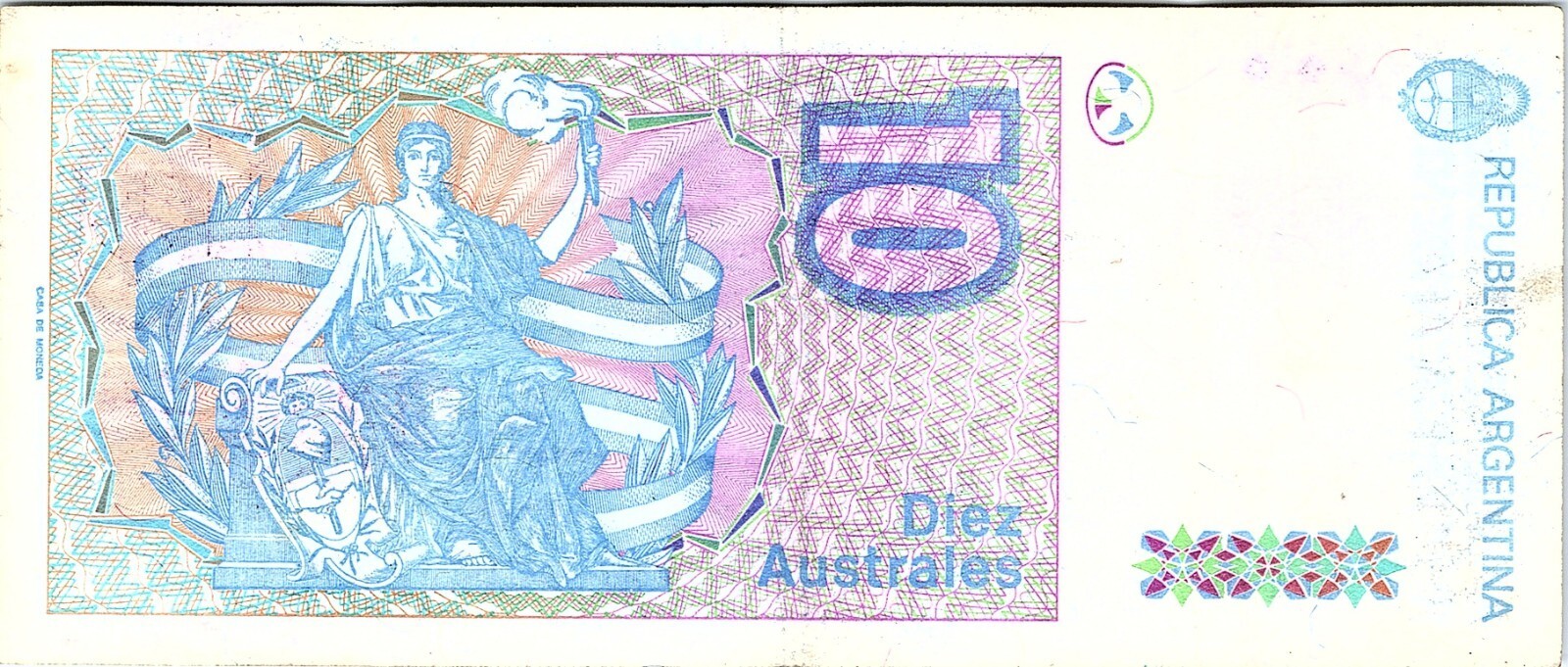 Argentina 10 Australes Salama-Machinea Scarce