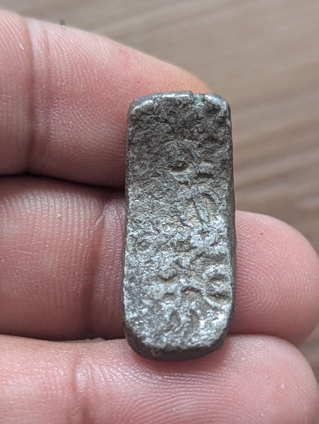 ⭐INDIA⭐. Ancient GANDHARA JANAPADA Authentic OLD 600 B.C Silver Coin Bent Bar