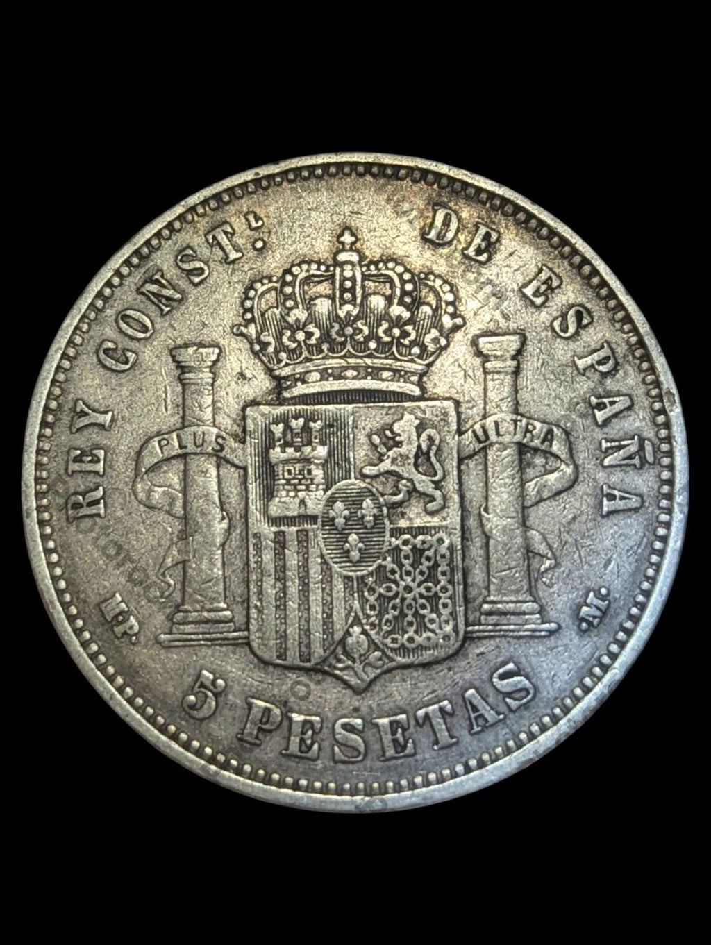 1888 MP M SPAIN with Spanish King ALFONSO XIII Antique Silver 5 Pesetas Coin