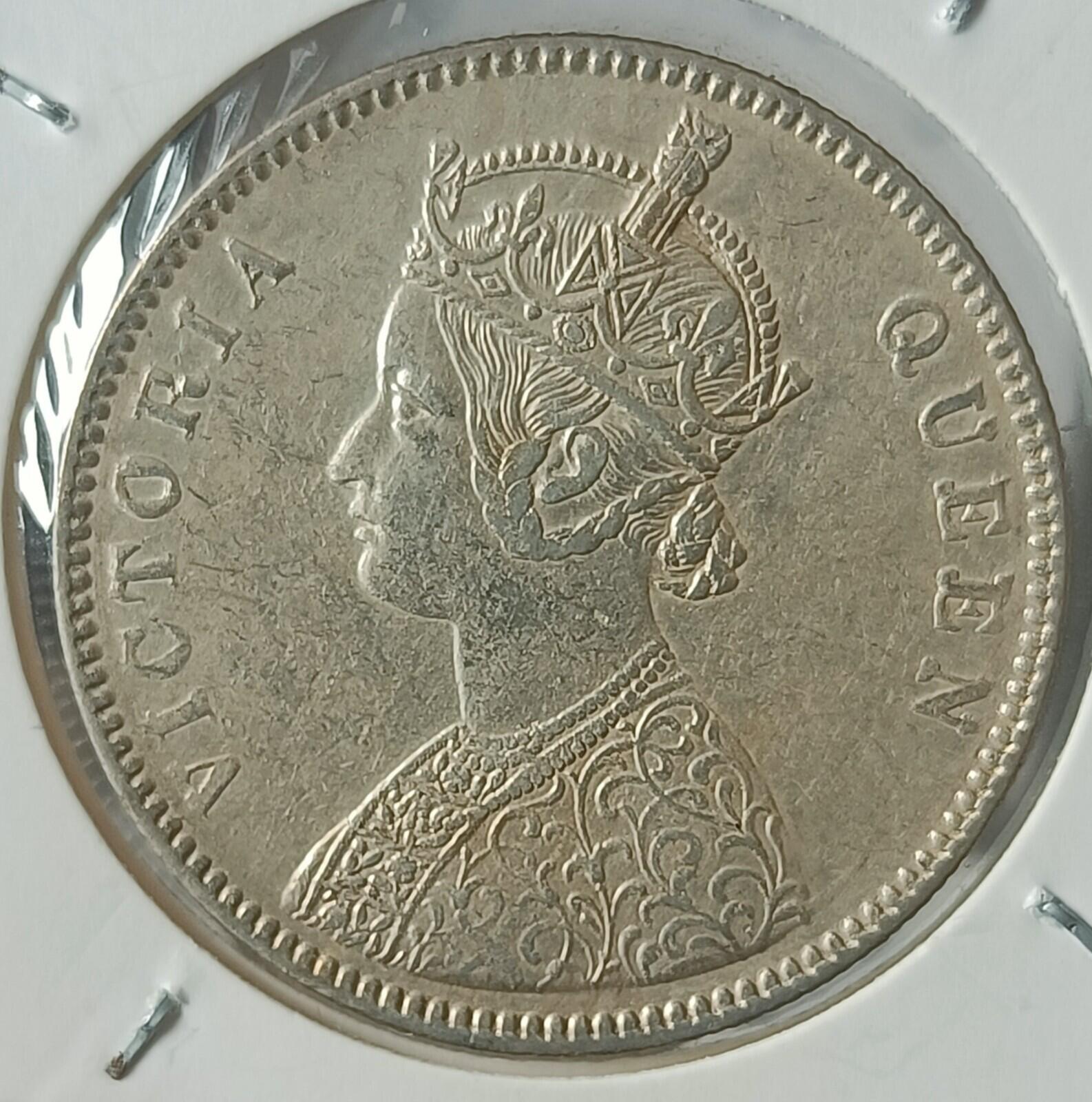 #VD1#Victoria British India Roupie en argent 1862 Qualité supérieure 4 points sous la date