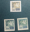PR CHINA Stamp - 1950 Swan Geese & Globe Blue Overprint Imperf 2 Variety MNG