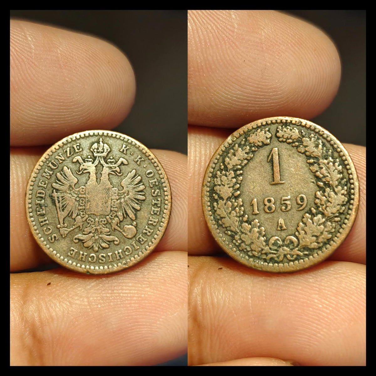 AUSTRIA 1 KREUZER 1859 A KM#2186 Franz Joseph I.