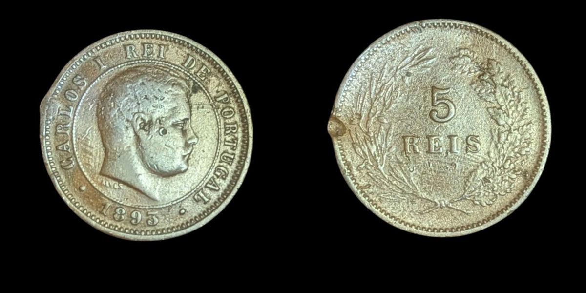 葡萄牙，5 雷亚尔，1893年，卡洛斯一世，KM# 530，铜币 🇵🇹
