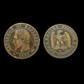 1853-D 法国5生丁里昂造币厂铜币
