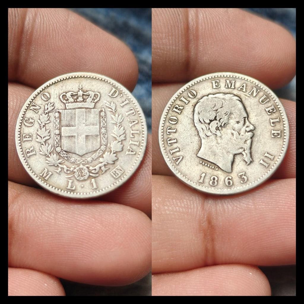 ITALIE VITTORIO EMANUELE II 1863 M BN 1 LIRE, ARGENT 0.835