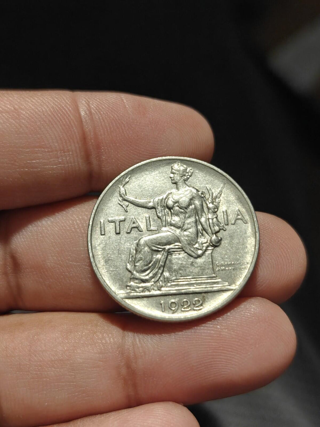 1922 Italy One 1 Lira Seated Female Left Nickel World Coin Scarce Coin