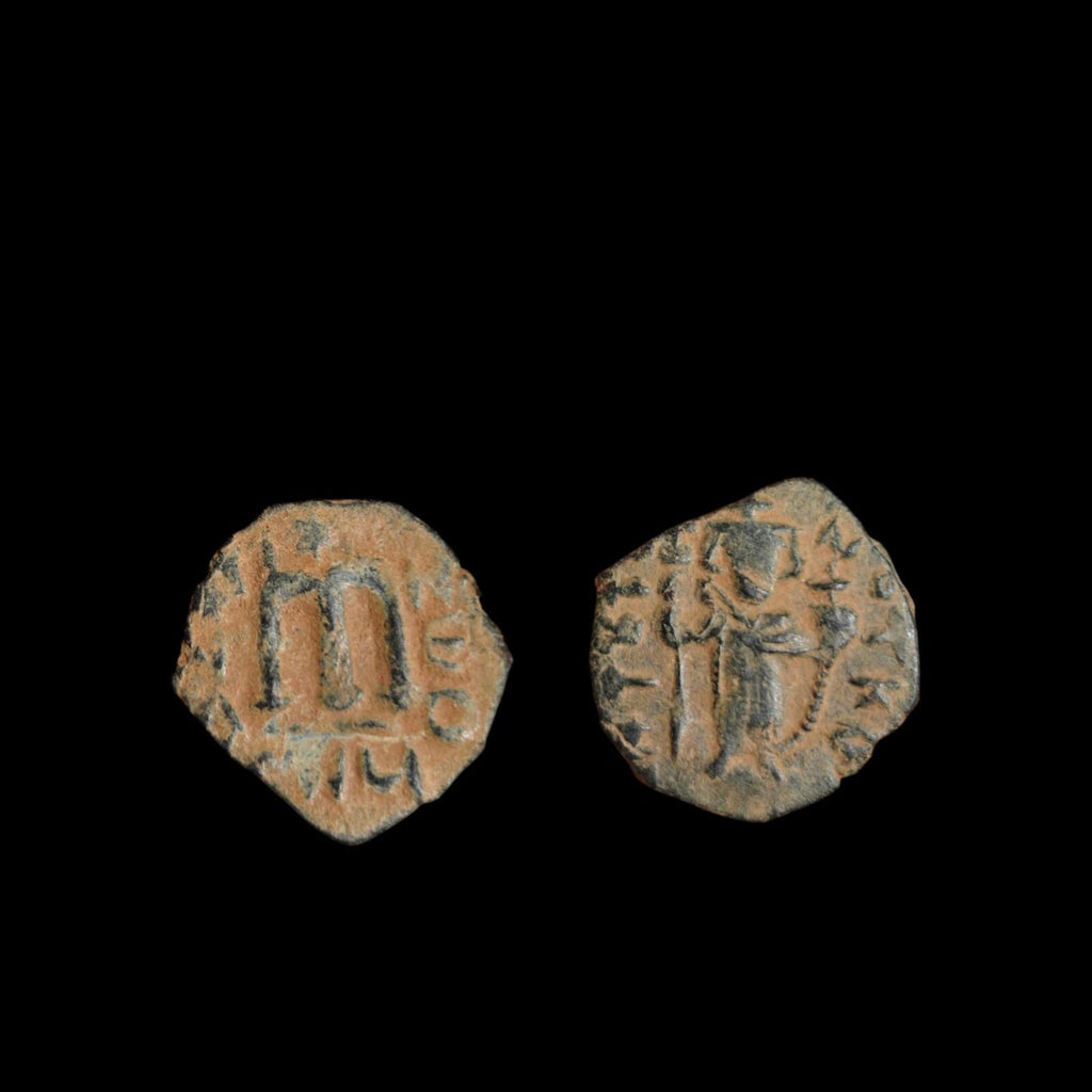 伊斯兰阿拉伯拜占庭时期倭马亚王朝铜币，站立哈里发 685-690 年！