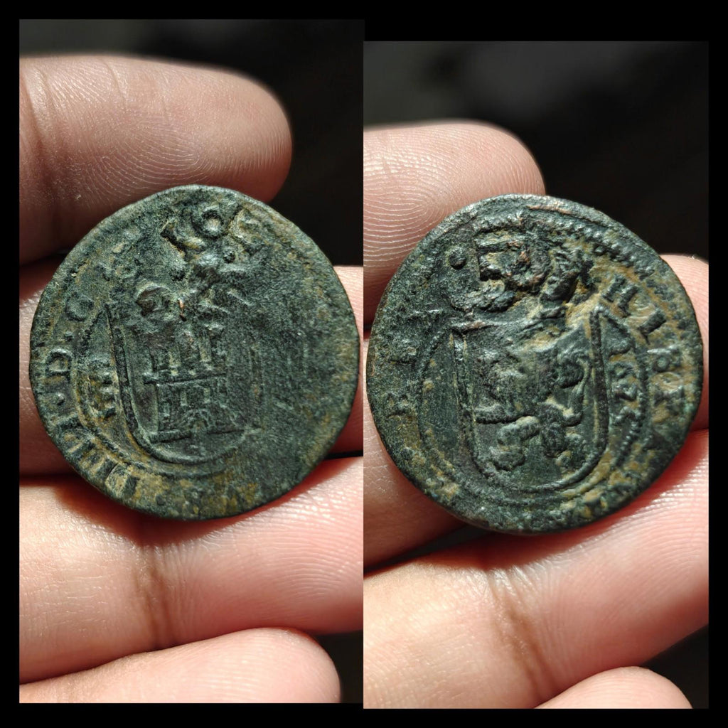 Large 1625 Spanish Coin King Philip IV Renaissance Period 8 Maravedis Very Nice#