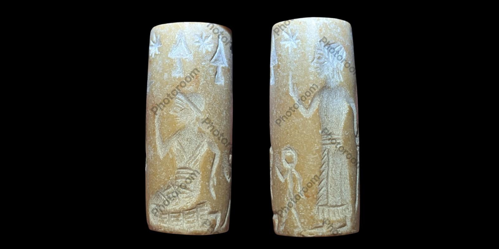 Agate Stone King Ancient Near Eastern  Cylinder Intaglio Bead