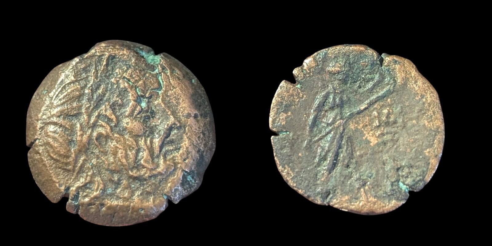 Ancient Indo-Greeks, King of Bactria Euthydemos 230-190 BC Copper Very Rare