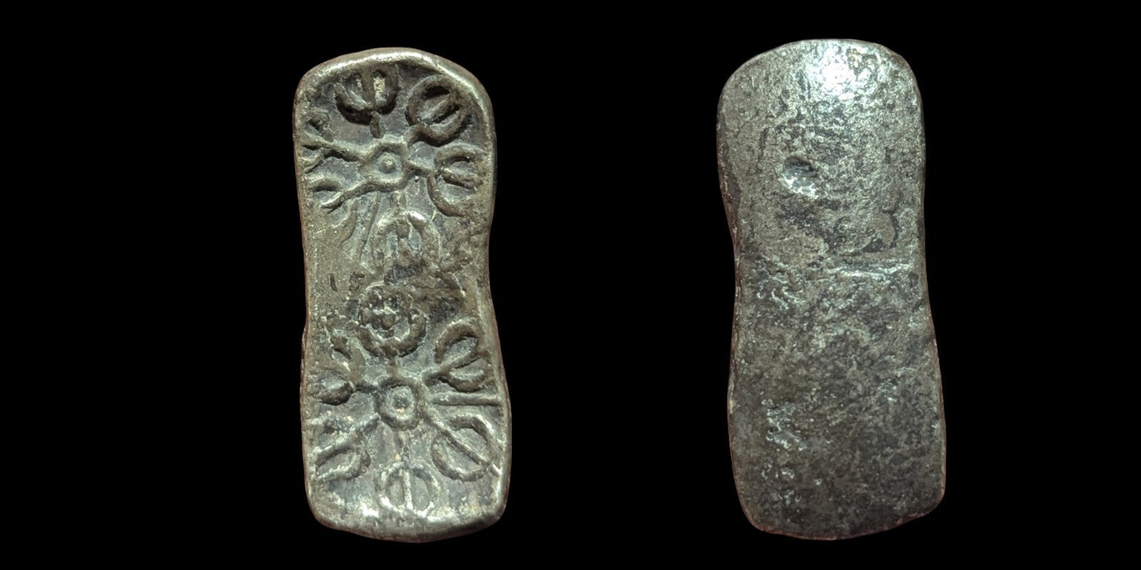 ⭐INDIA⭐. Ancient GANDHARA JANAPADA Authentic OLD 600 B.C Silver Bent Bar.