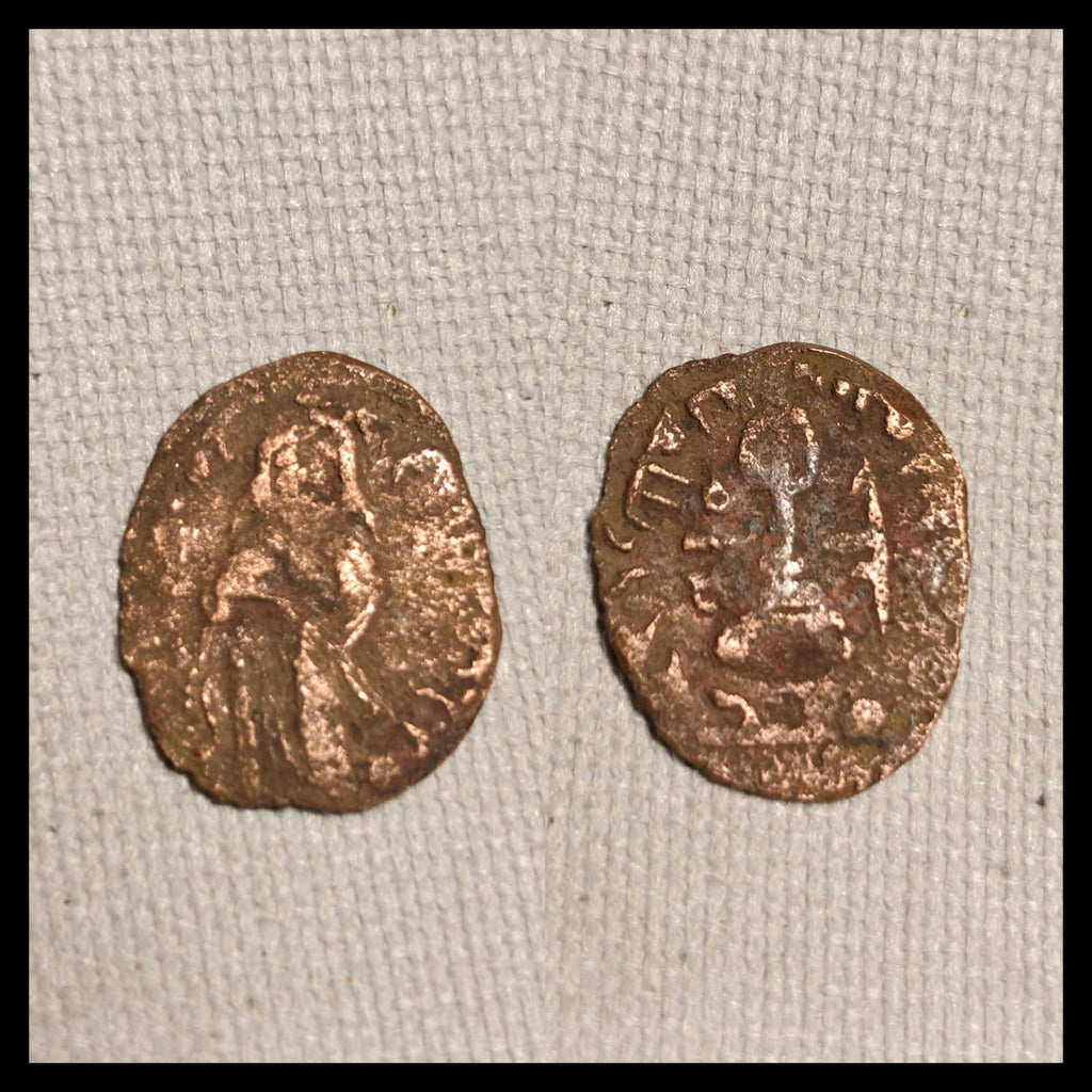 Arab Byzantine Umayyad Mu'awiya Standing Caliphate With KALIMA Islamic Coin&%