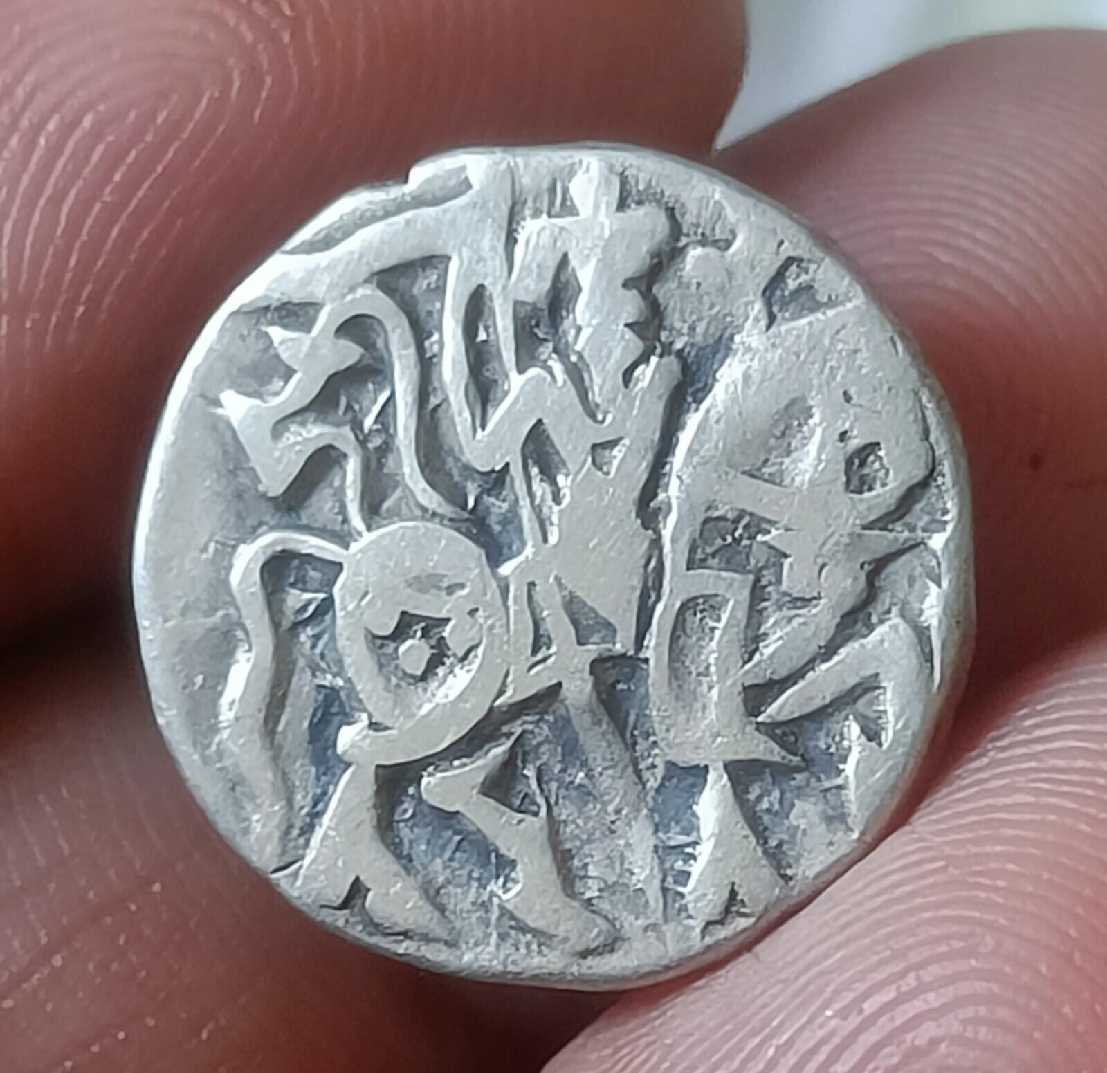 #A35#Indian OHINDA DYNASTY Samanta Deva HORSE -BULL SILVER coin BEAUTIFUL GRADE