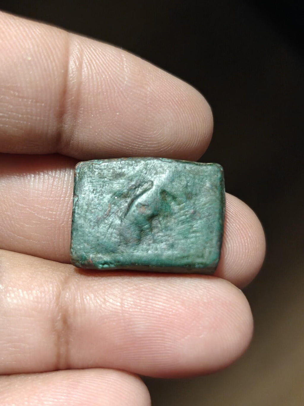 Excellent grade Taxila  copper unit Lion-Elephant type Green Patina