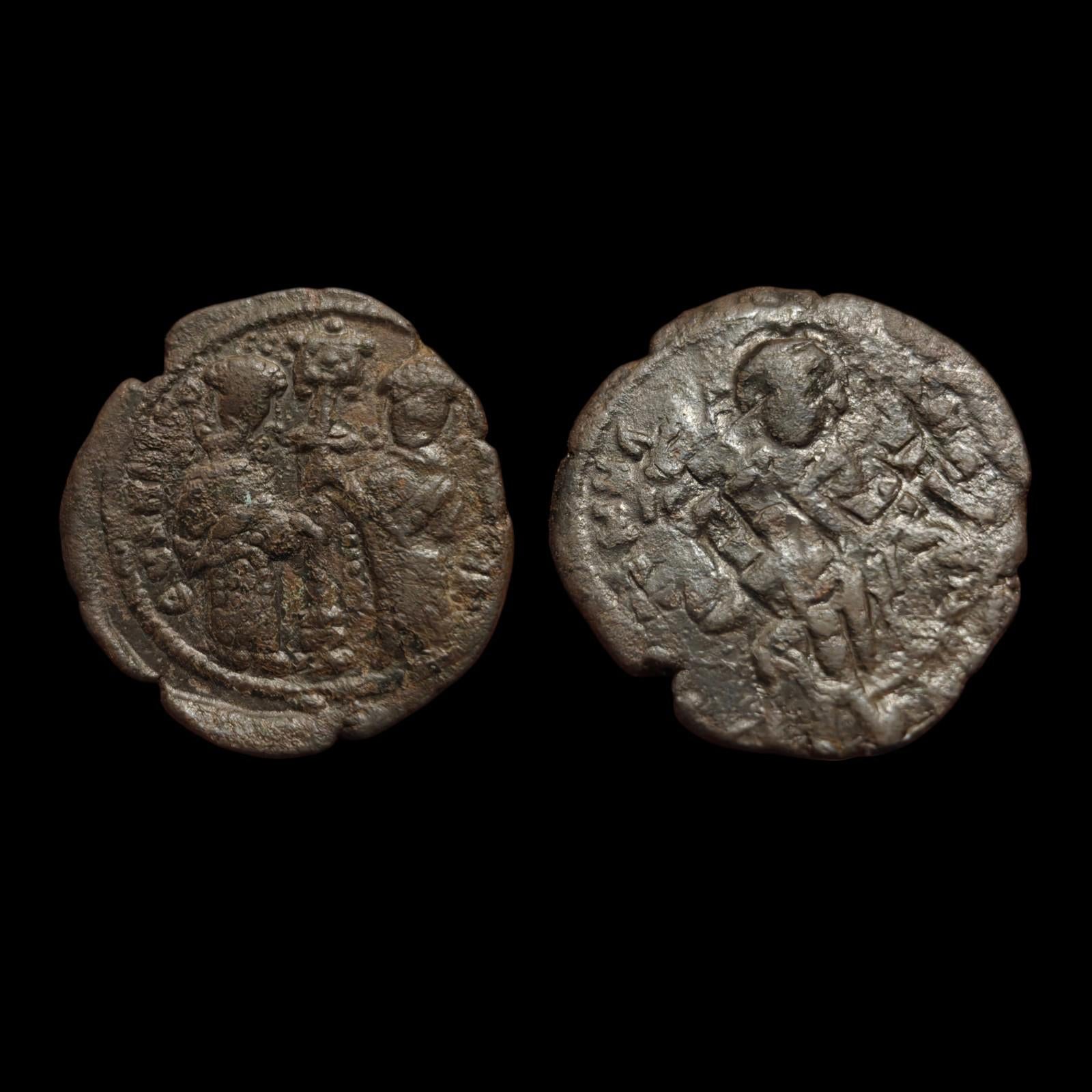 BYZANTINE. BRONZE  FOLLIS. CONSTANTINE X AND EUDOCIA, 1059-1067 AD. CHRIST%