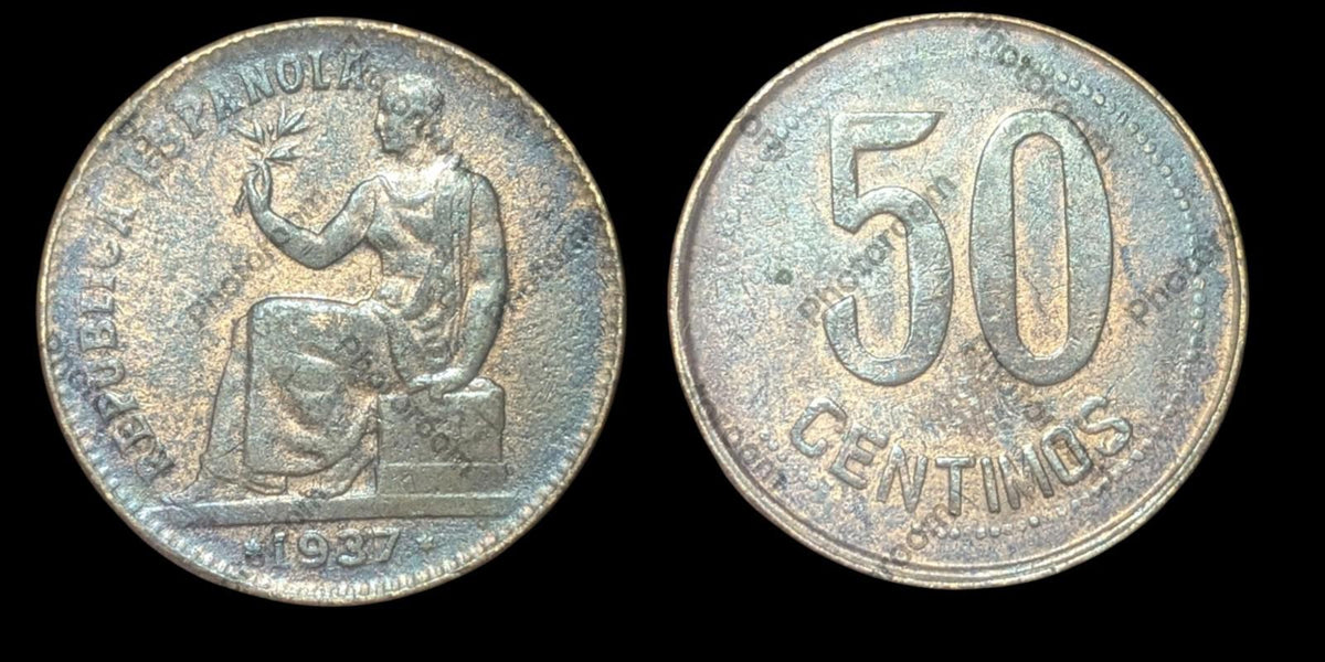 Spain - 50 Centimos 1937 Republican Minting Copper - KM.754 Cal.3 Schön.20