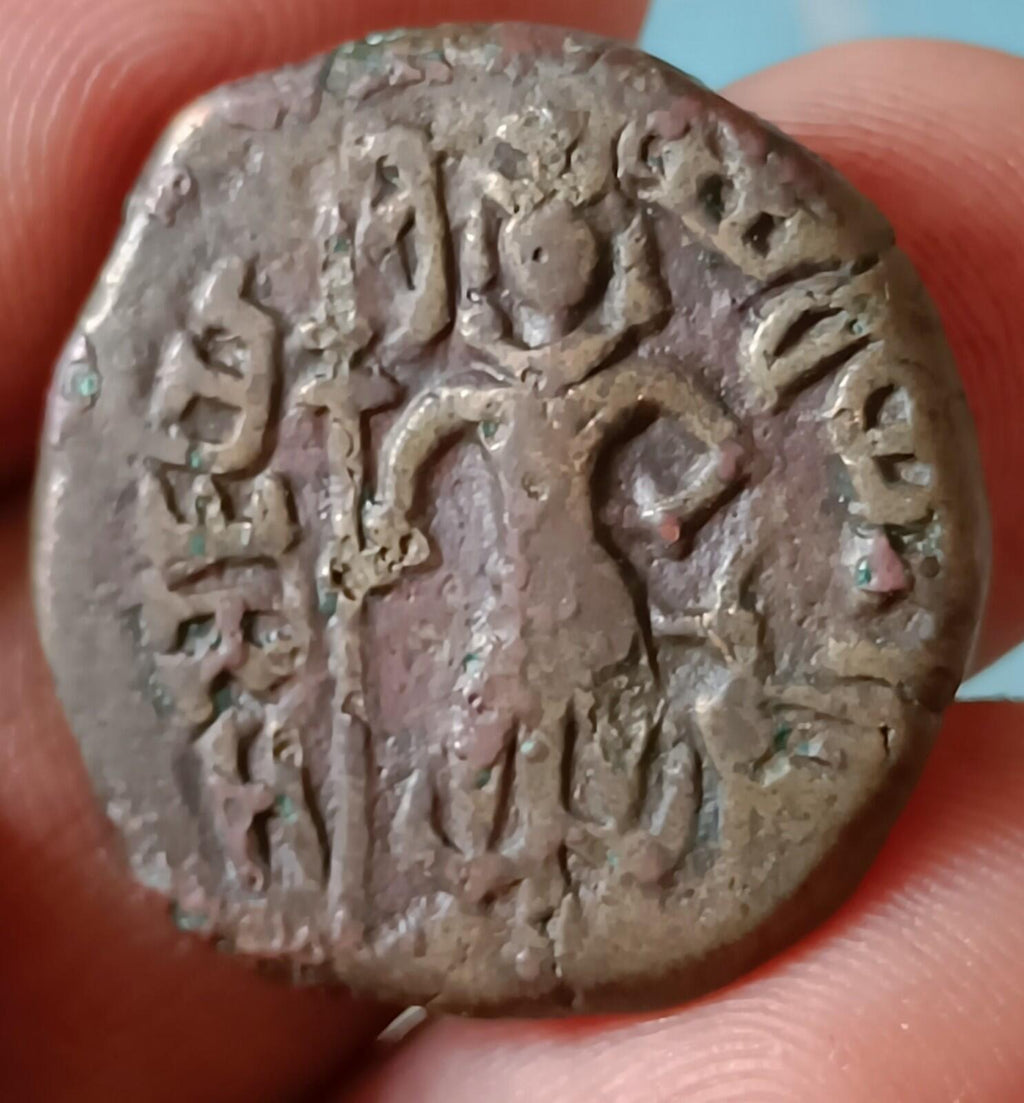 #X5# Punjab tribals Yodheya  400AD Bronge  coin india Goddes Kartikaya very rare