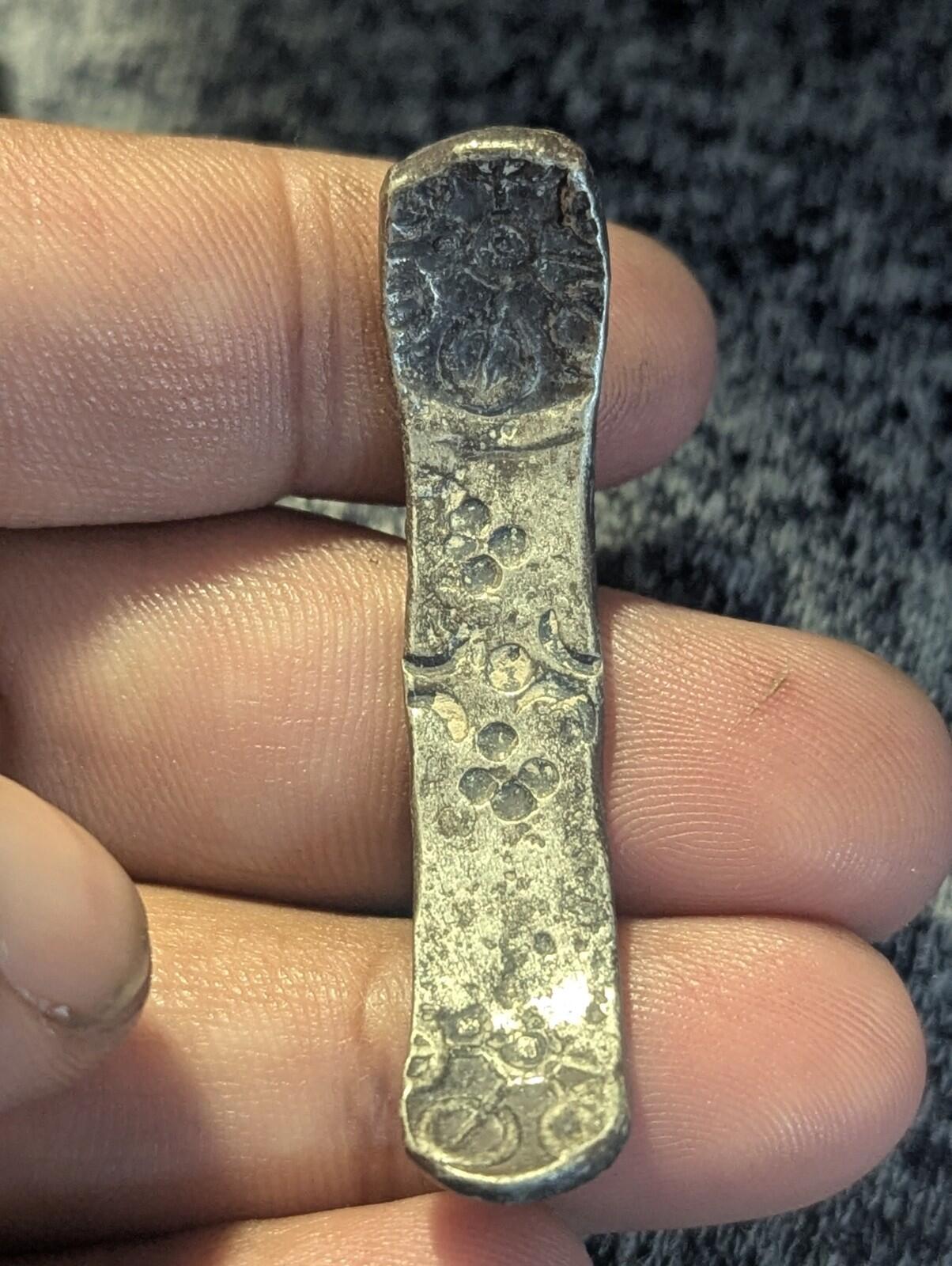 ⭐INDIA⭐. Ancient GANDHARA JANAPADA Authentic OLD 600 B.C Silver Coin Bent Bar