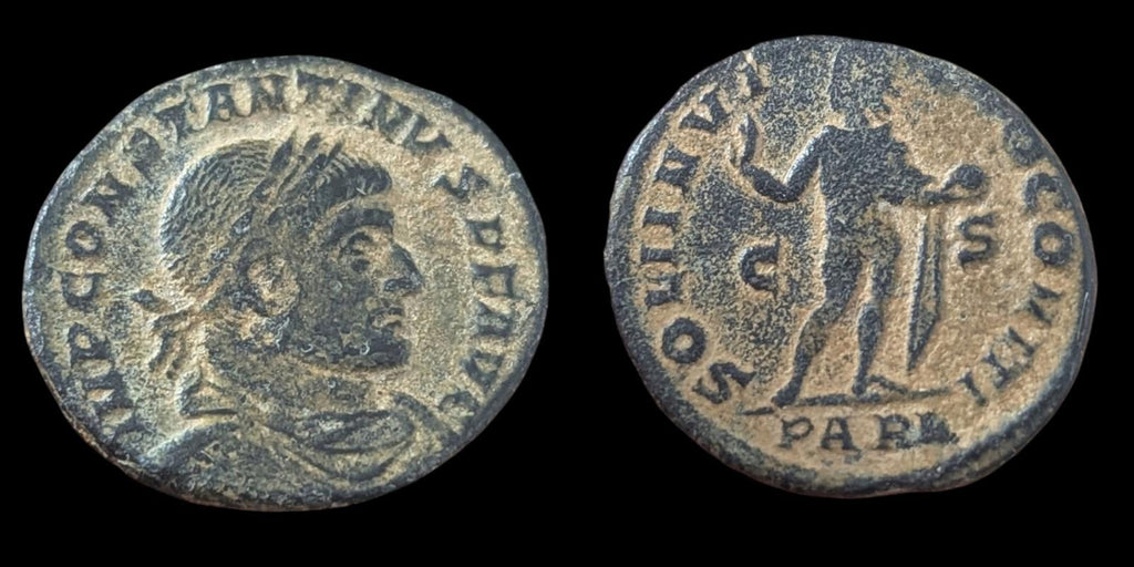 Constantine I Follis Lovely PARL Arle C-S Sol Roman Coin Arles Mint