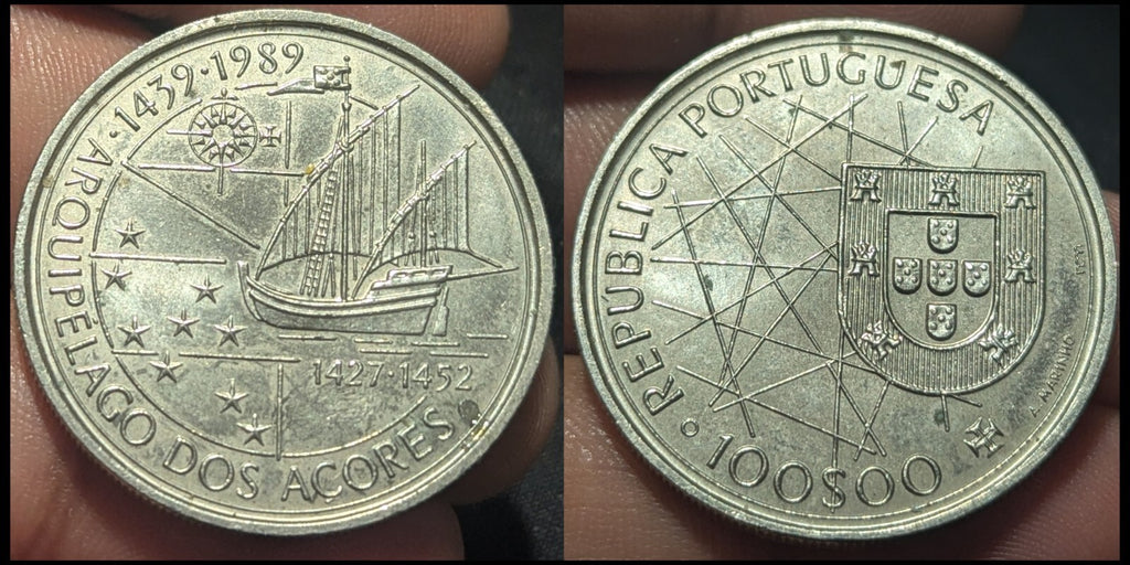 PORTUGAL 1989 100 ESCUDOS, DISCOVERIES SERIES - Azores, SAILING SHIP UNC