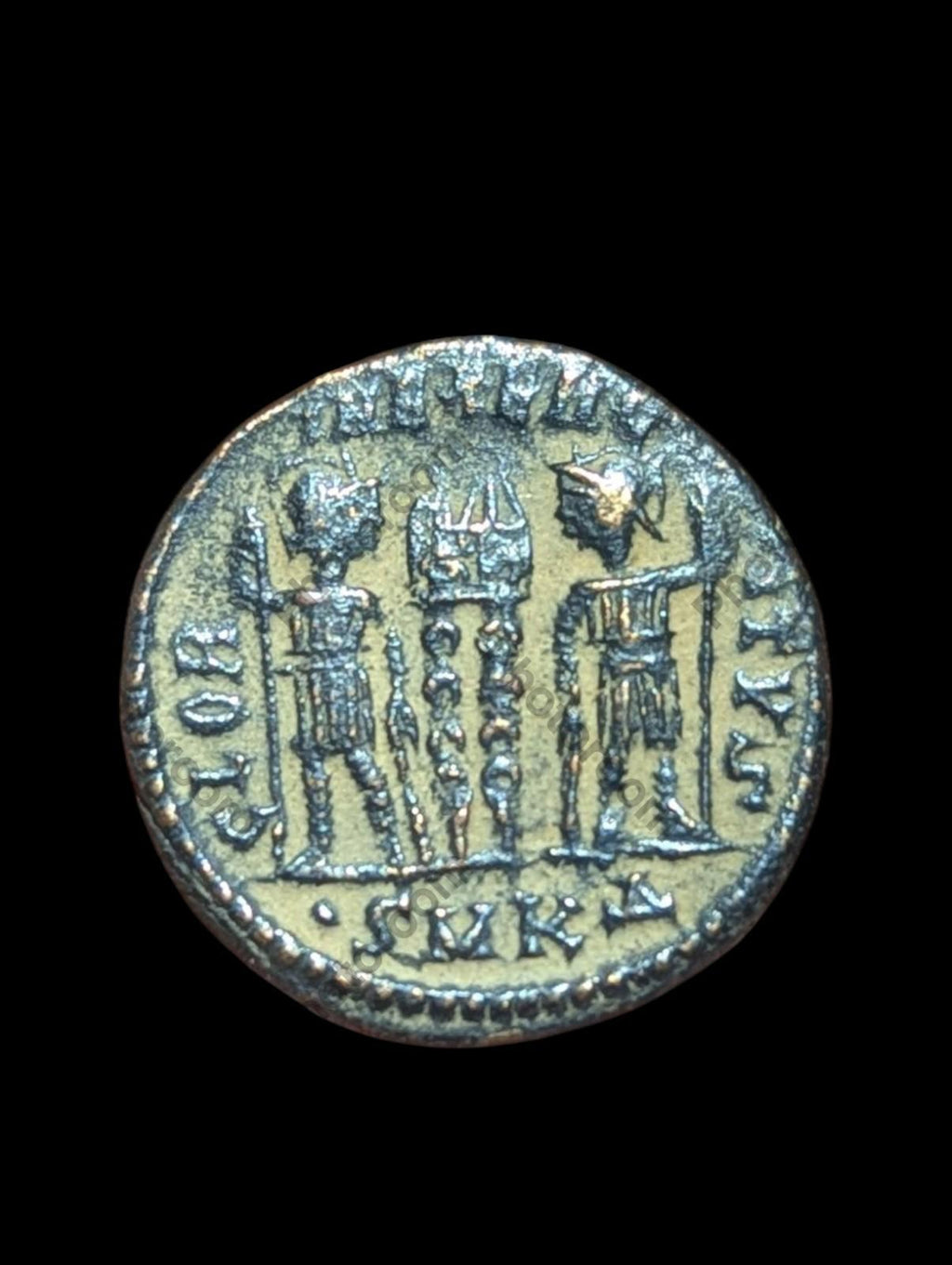 Authentique pièce romaine RARE Max SMKA Gloria Constantin I Soldats