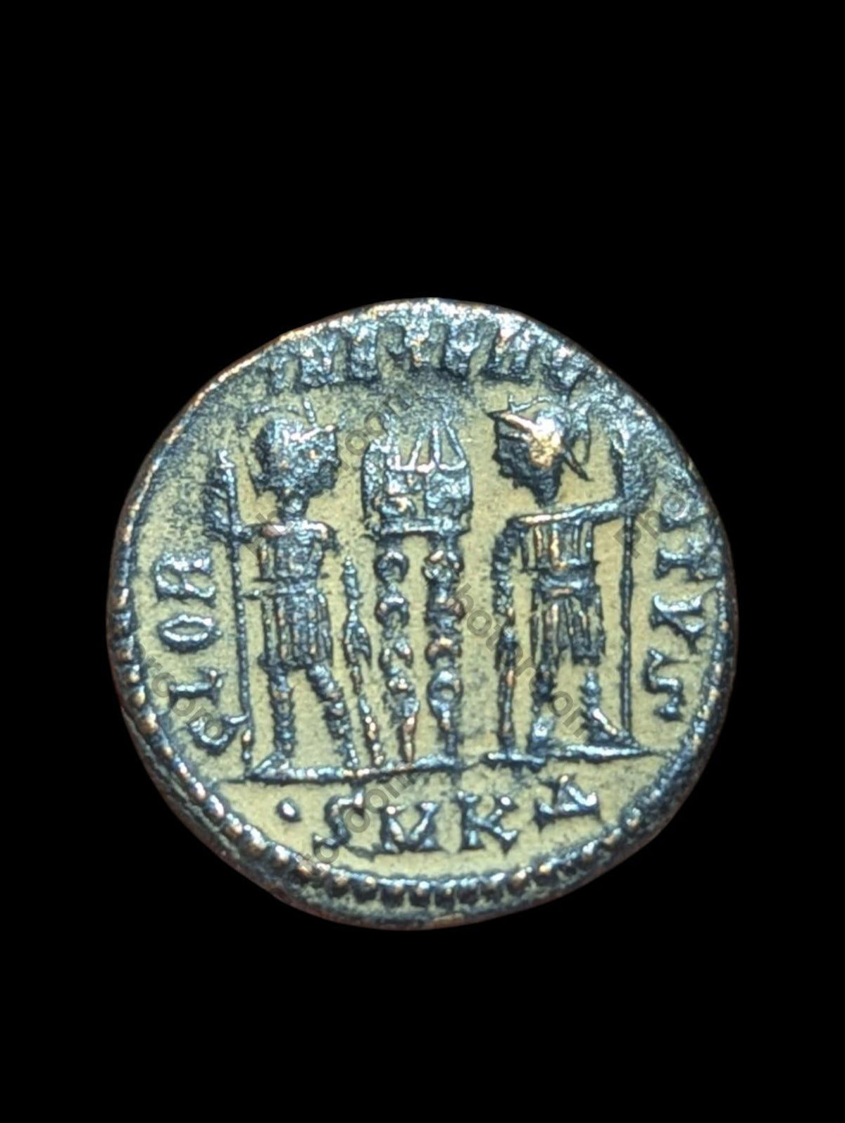Authentique pièce romaine RARE Max SMKA Gloria Constantin I Soldats