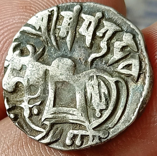 #Z41#Indian OHINDA DYNASTY Samanta Deva(850-1000AD) HORSE & BULL SILVER coin