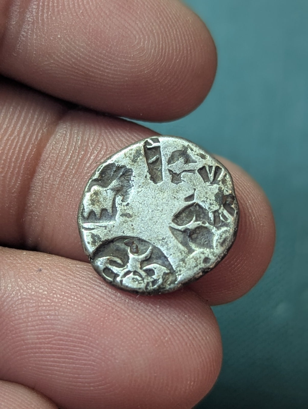 Indus Valley Silver Coin Ancient Mayuriyan Punch Mark 300 BC India Tiger