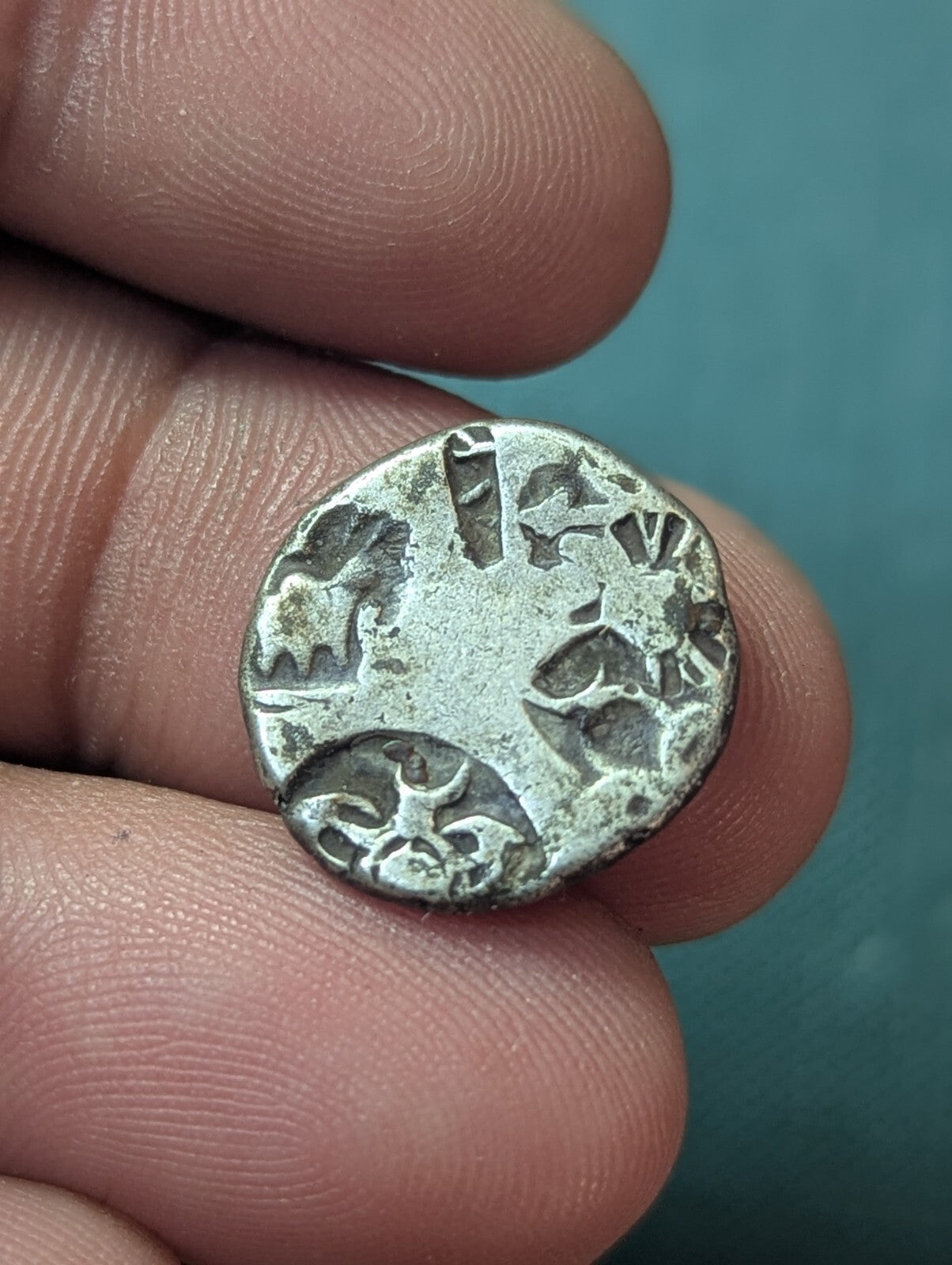 Indus Valley Silver Coin Ancient Mayuriyan Punch Mark 300 BC India Tiger