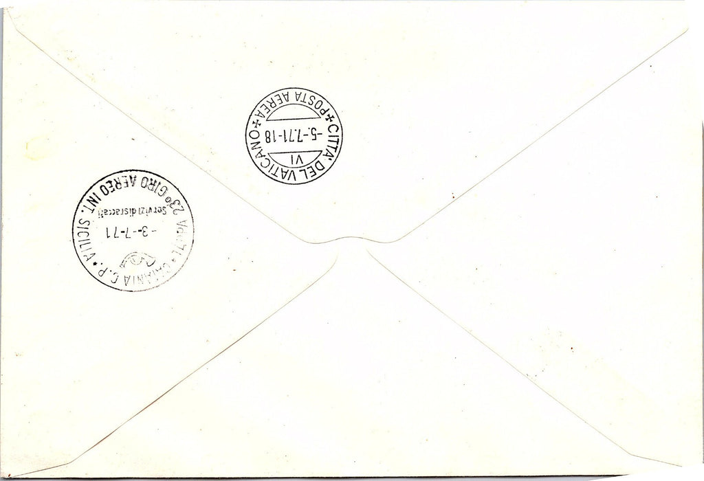1971 Italy Vatican Flight Cover 23rd Air Tour of Sicily Palermo Aerogramme La Ba