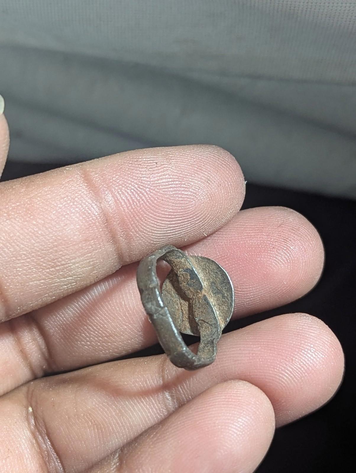 Ancient Greek / Roman / Byzantine Silver ring with ornament Circa 100 BC To 1 AD