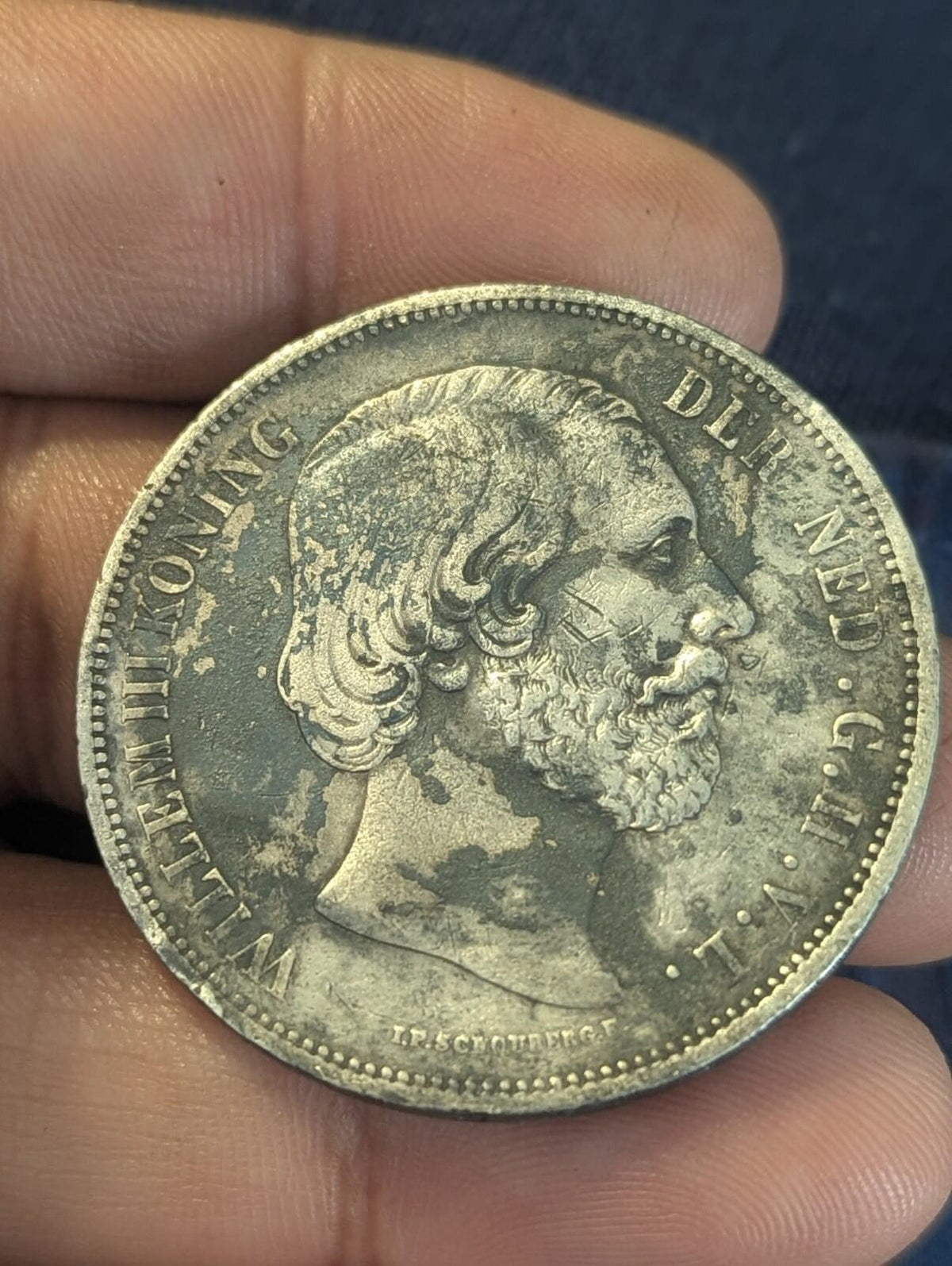 1869 Netherlands William III 2 1/2 Gulden .945 Fine Silver Coin KM# 82