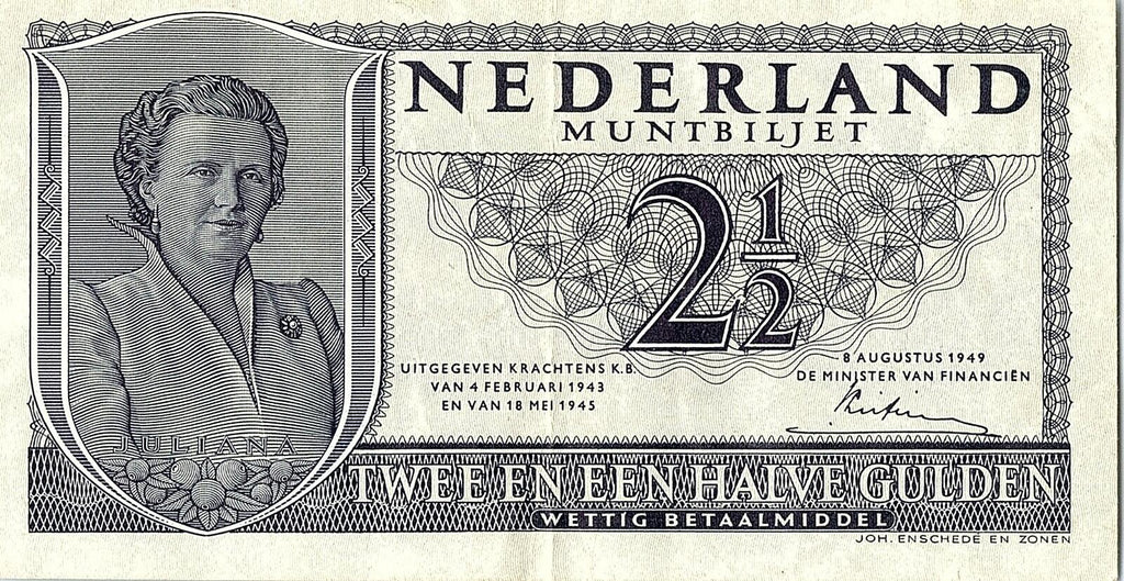 Netherlands, 2 1/2 Gulden 1949 Better Grade